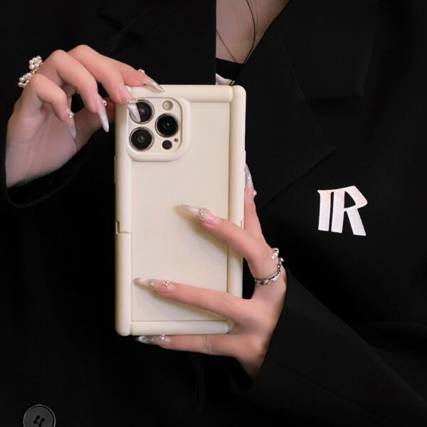 Skin Feeling Solid Color  Phone Case Roman Column 14Pro Three-dimensional Invisible Bracket 1312 Protective Case - Image 8