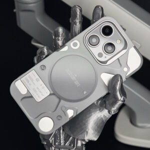 Electroplated Mechanical Silver Phone Case Personalized Magnetic Bracket