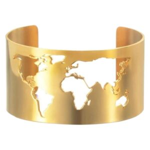 Female Creative Cutting Personality Fashion Hollowed-out World Map Open-ended Bracelet