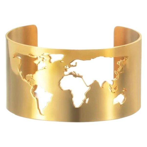 Female Creative Cutting Personality Fashion Hollowed-out World Map Open-ended Bracelet