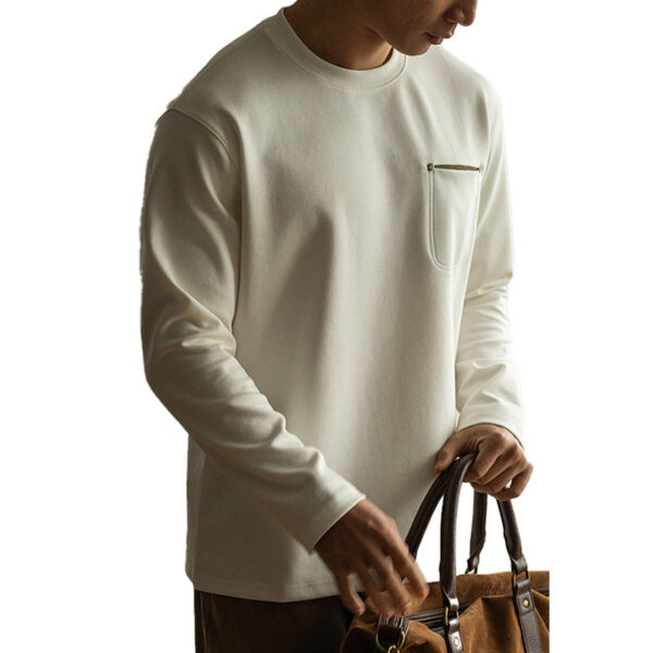 Contrast Color Pocket Pullover Long Sleeve Men's Spring Bottoming - Image 9
