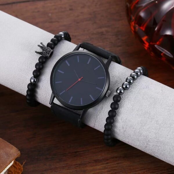 Large Dial Men's Casual Simple Scale Frosted Belt Quartz Watch Crown Bracelet - Image 7