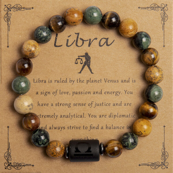 European And American New Natural Picture Tigereye Twelve Constellation Beaded Bracelet - Image 8