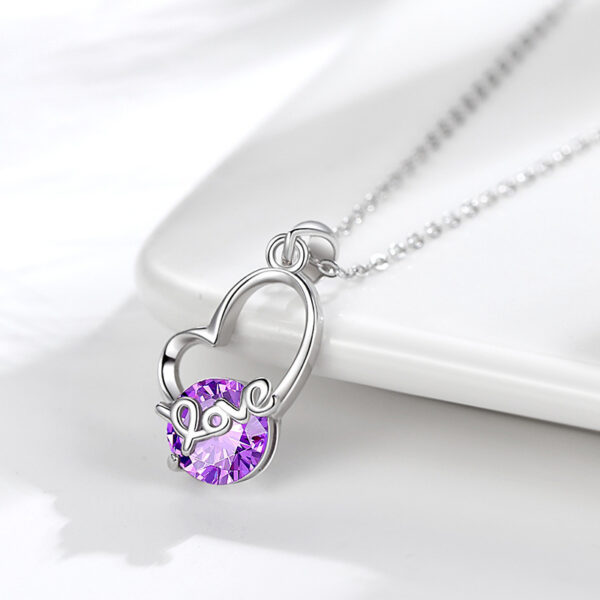 Sterling Silver Love Necklace S925 Europe And The United States LOVE Fashion Is Love Zircon Necklace Cross-border Models Design Sense - Image 3