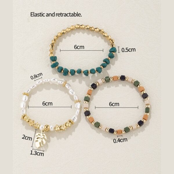 Leaf Pendant Irregular Vintage Pearl Ornamental Stone Bracelet - Image 5