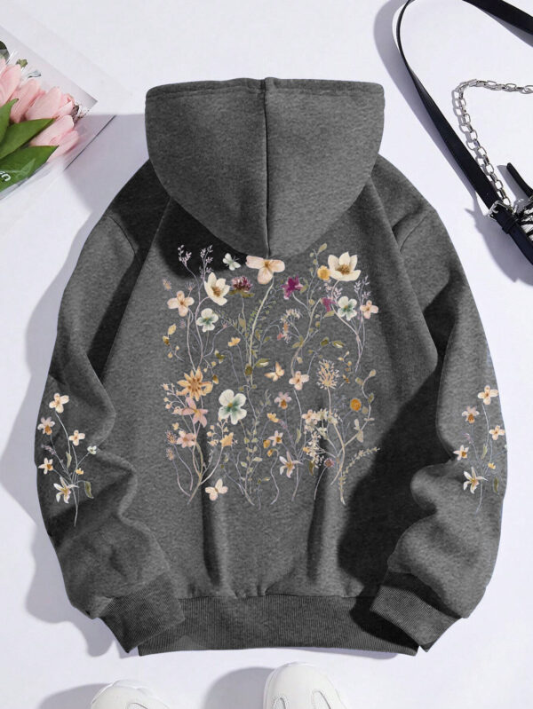 Women's Colorful Flower Print Sweatshirt Sweater - Image 3