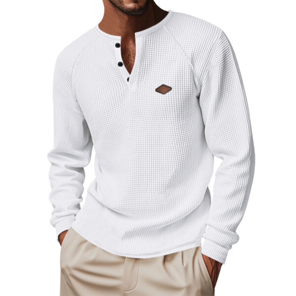 Waffle Buckle Quick-drying Raglan Henry Long Sleeve - Image 8