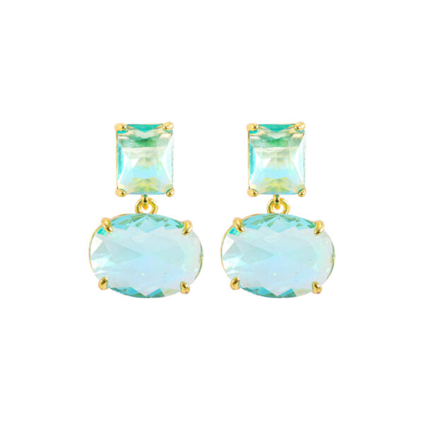 Crystal Geometric Earrings Elegant Copper Plated With Real Gold - Image 3