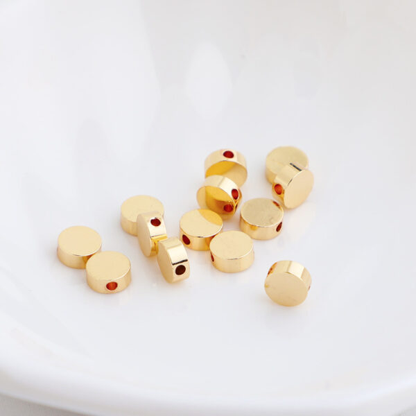 14K Gilded Glossy Round Cake Spacer Beads - Image 5