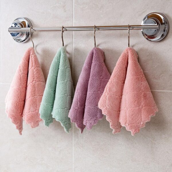 Printed Two-color Double-sided Absorbent Dish Cloth Non-stick Oil Hand Towel Thickening Wipe Tablecloth Kitchen Rag - Image 2