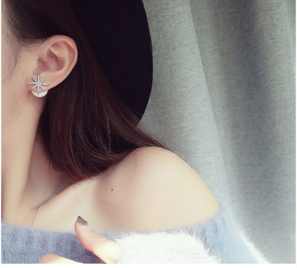 Zircon Snow Pearl Double-sided Earrings - Image 2