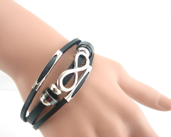 PH18 direct sales Europe and the United States neutral non-mainstream leather retro men's leather bracelet bracelet 8 word unlimited symbol - Image 3