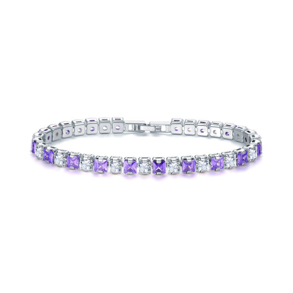 Electroplated Real Platinum Long-lasting Color-retaining Square Diamond Bracelet - Image 2