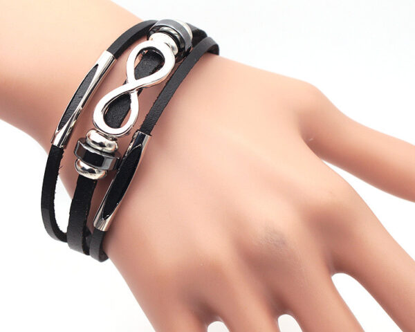 PH18 direct sales Europe and the United States neutral non-mainstream leather retro men's leather bracelet bracelet 8 word unlimited symbol - Image 10