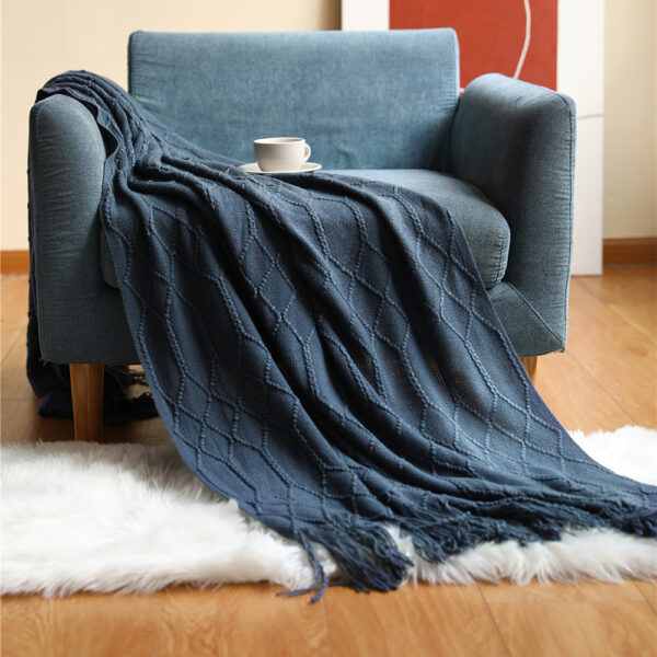 Pure Color Coral Fleece Knitted Sofa Blanket - Image 6