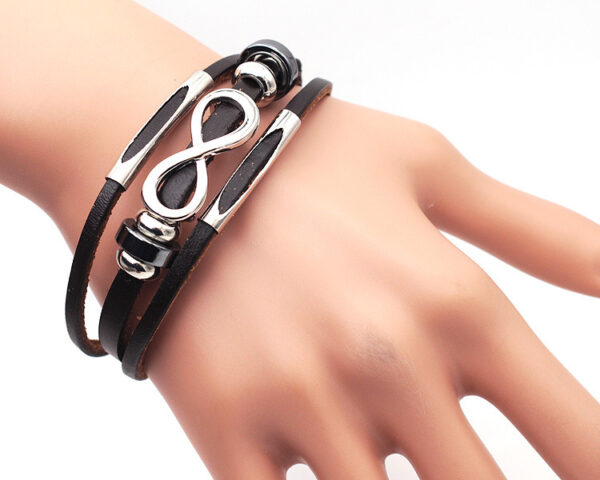 PH18 direct sales Europe and the United States neutral non-mainstream leather retro men's leather bracelet bracelet 8 word unlimited symbol - Image 8