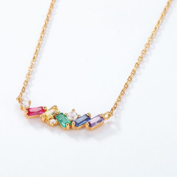 Japanese Light Luxury Rainbow Candy 925 Silver Necklace - Image 4