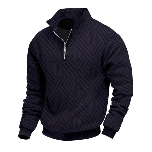 Men's Long Sleeve Lapel Zipper Loose-fitting Casual Pullover - Image 8