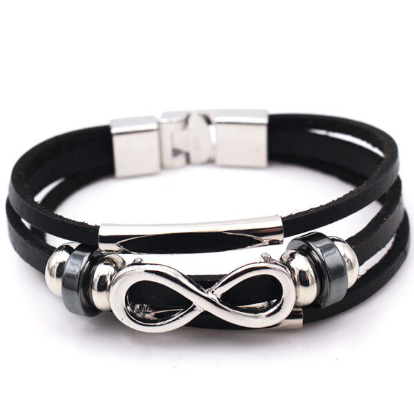 PH18 direct sales Europe and the United States neutral non-mainstream leather retro men's leather bracelet bracelet 8 word unlimited symbol - Image 9