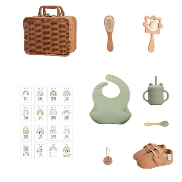 Imitation Rattan Vintage Baby Tableware Gift Set - Image 2