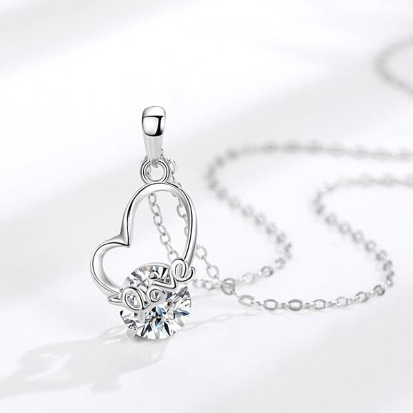 Sterling Silver Love Necklace S925 Europe And The United States LOVE Fashion Is Love Zircon Necklace Cross-border Models Design Sense - Image 5