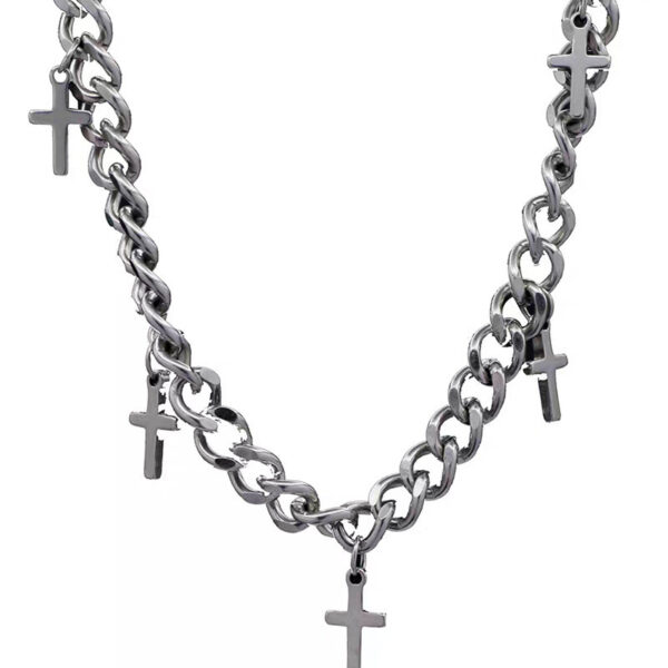 European And American Fashion Men's Fashionable Design Clavicle Chain Cold Style Simple Hip Hop Cross Necklace - Image 5