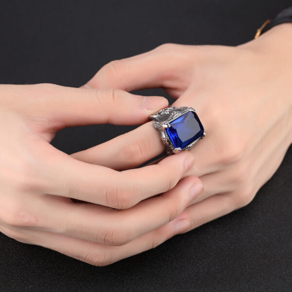 Titanium steel men's zircon ring - Image 5
