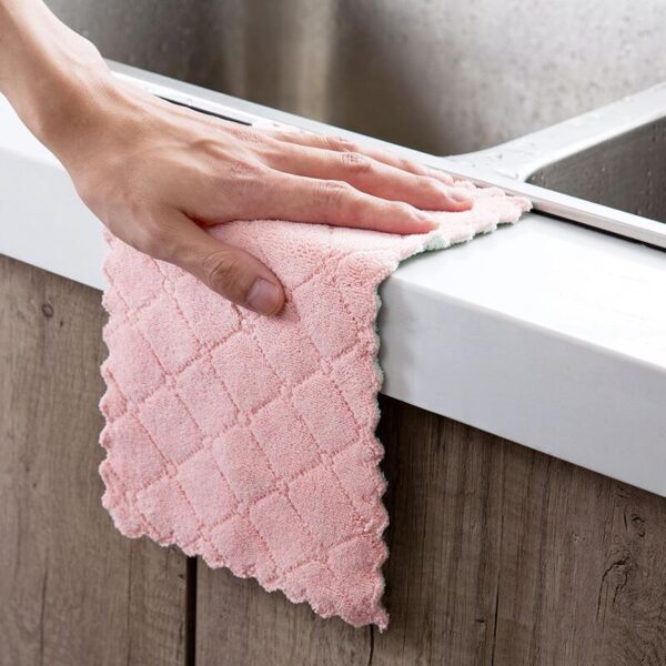 Printed Two-color Double-sided Absorbent Dish Cloth Non-stick Oil Hand Towel Thickening Wipe Tablecloth Kitchen Rag - Image 10