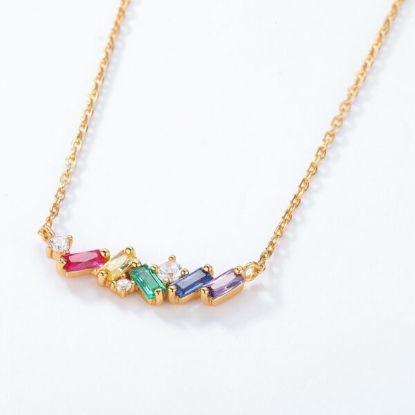 Japanese Light Luxury Rainbow Candy 925 Silver Necklace - Image 3