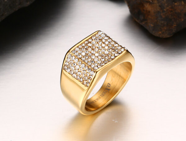Titanium steel diamond men's ring - Image 4