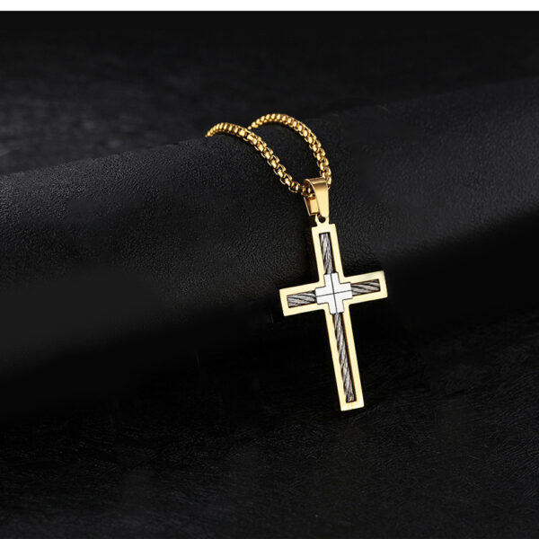 Titanium Steel Wire Cross Men's Necklace - Image 5