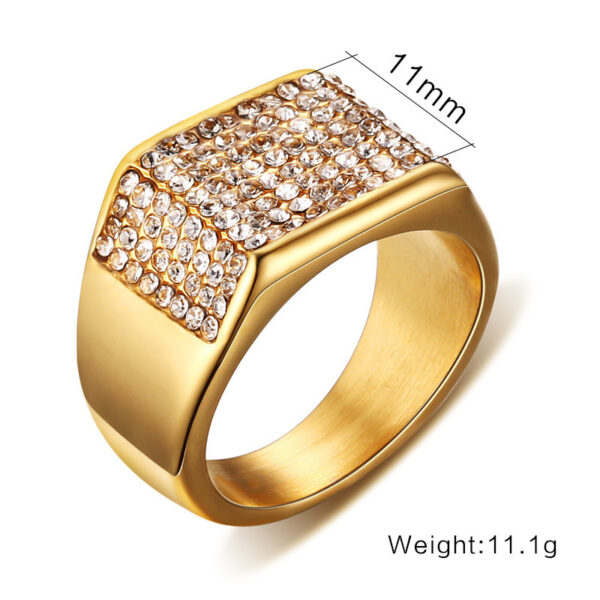 Titanium steel diamond men's ring - Image 3