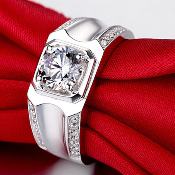 Couple Ring Diamond Ring Sterling Silver Gold Plated - Image 6
