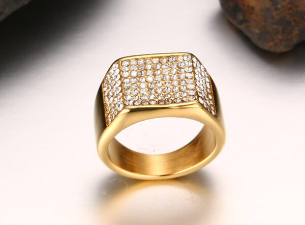 Titanium steel diamond men's ring - Image 2