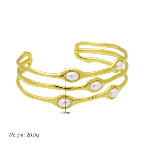 Stone Peach Heart Copper Plating 18K Gold Hollow Bracelet - Image 5