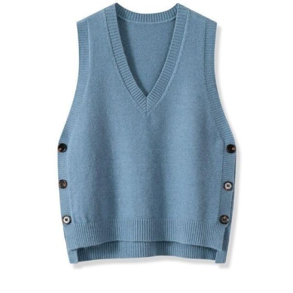 European And American Retro V-neck Knitted Vest Women's Spring Autumn Outerwear - Image 5