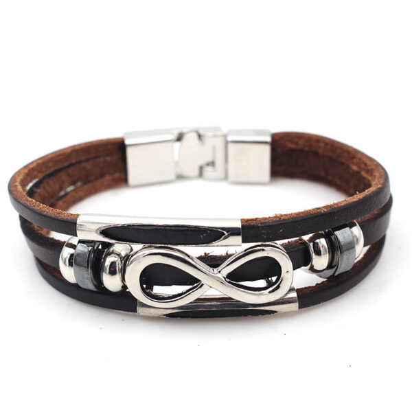 PH18 direct sales Europe and the United States neutral non-mainstream leather retro men's leather bracelet bracelet 8 word unlimited symbol - Image 5