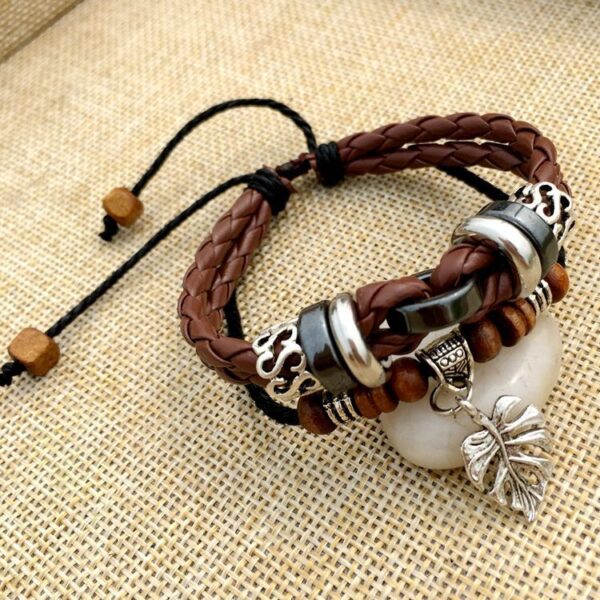 Cross stud braided leather bracelet - Image 8