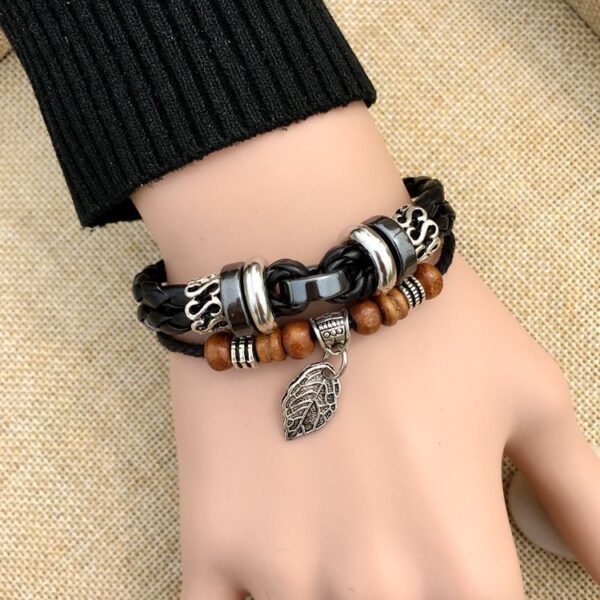 Cross stud braided leather bracelet - Image 6