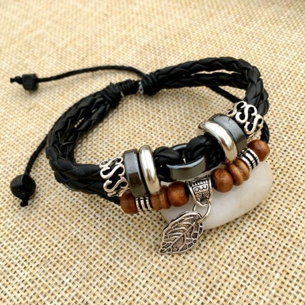 Cross stud braided leather bracelet - Image 2