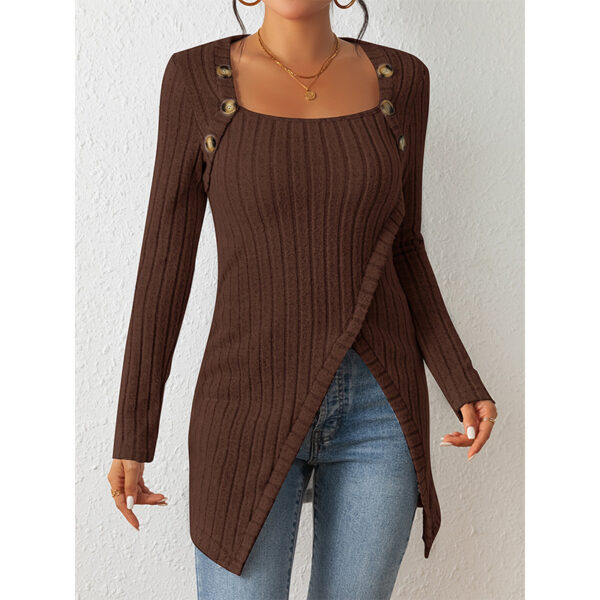 Woman Square-neck Off-shoulder Slit Sweater - Image 7