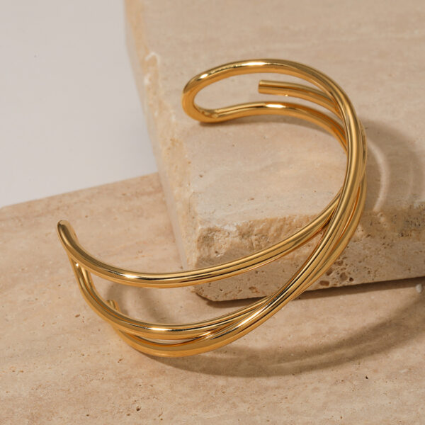 Metal Line Open-ended Bracelet Stainless Steel Irregular - Image 5