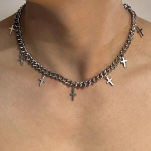 European And American Fashion Men's Fashionable Design Clavicle Chain Cold Style Simple Hip Hop Cross Necklace