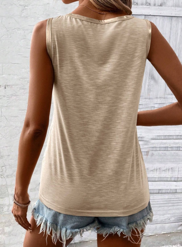 Block Edge Decor Casual Tank Top - Image 5