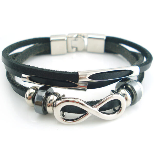 PH18 direct sales Europe and the United States neutral non-mainstream leather retro men's leather bracelet bracelet 8 word unlimited symbol - Image 6