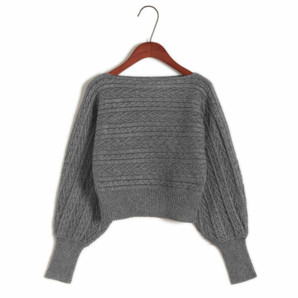 Women's Loose Off Shoulder Sweater Batwing Shirt Short Sweater - Image 2