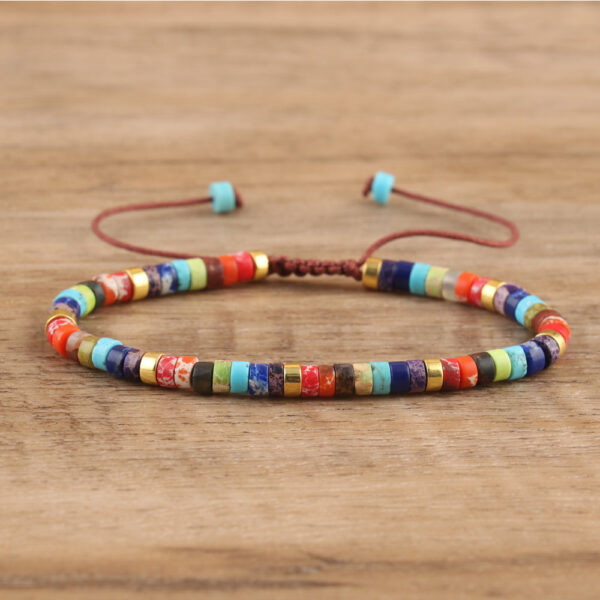 Spacer Beads Beaded Weave Bracelet Women's Natural Stone Adjustable Bracelet - Image 7