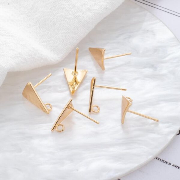 Gold Color Protection 8 12mm Triangle Earrings With Rings - Image 2