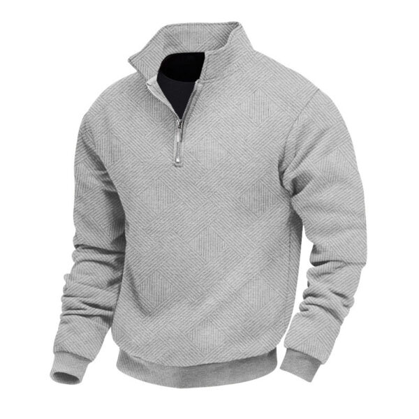 Men's Long Sleeve Lapel Zipper Loose-fitting Casual Pullover - Image 3