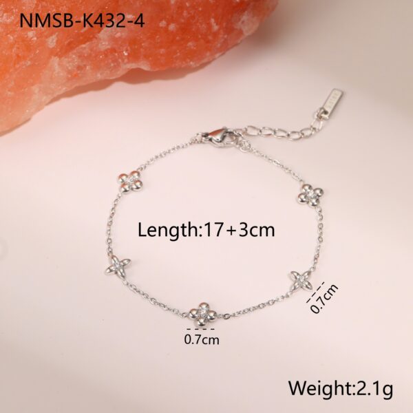 Ins Titanium Steel Bracelet 18K Gold Plating Zircon Star Pendant Exquisite - Image 10